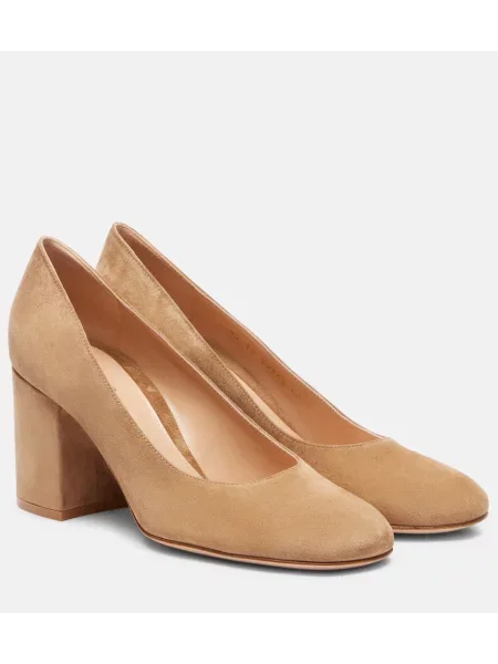 Pantofi cu toc Gianvito Rossi din piele de căprioară bej