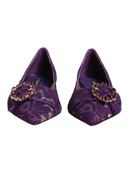 Balerinki Dolce And Gabbana koronkowe fioletowe