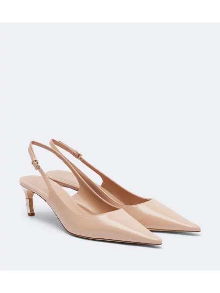 Pantofi cu toc Gucci din piele slingback roz