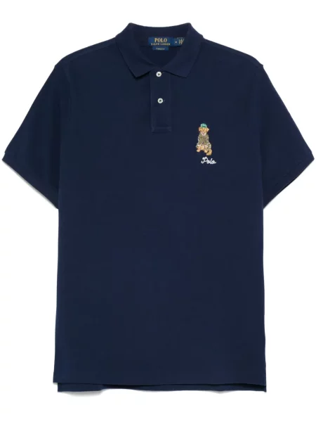 Siuvinėtas iš natūralios odos marškinėliai Polo Ralph Lauren apkarpytas žalia