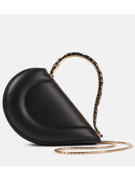 Kožna kožna torba Bvlgari crna