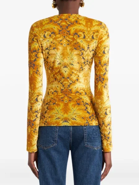 Tricou Etro din jacard lung galben