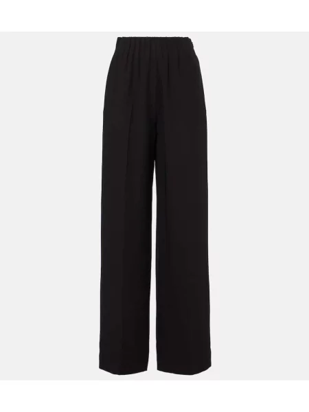Jedwabne spodnie Fforme z wysoką talią czarne