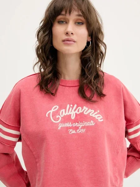 Свитер Guess Originals с принтом розовый