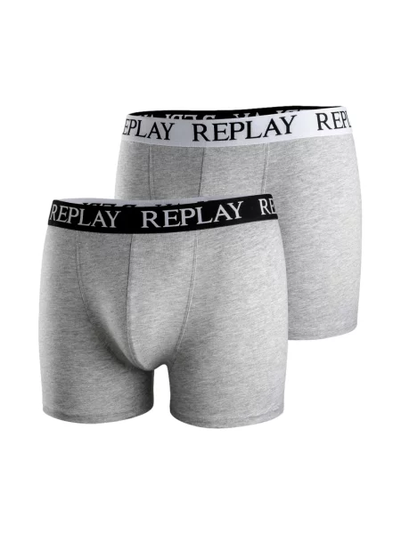 REPLAY Boxerky sivá melírovaná šedobiela čierna