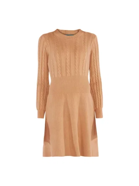 Sukienka Tooche z frędzli elegancka beżowa