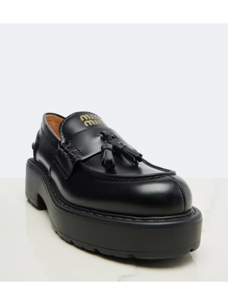 Pantofi loafer Miu Miu din piele cu platformă negru