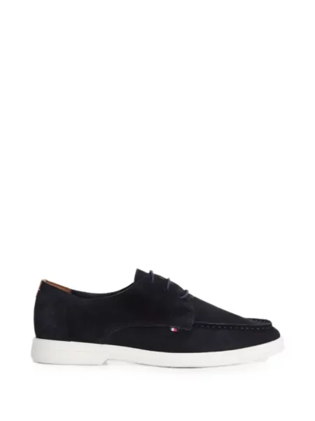Pantofi derby Tommy Hilfiger cu șireturi din piele de căprioară albastru