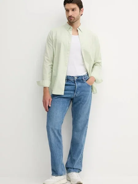 Calvin Klein Jeans koszula regular z kołnierzykiem button-down zielony