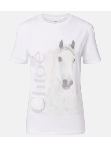 Tricou Chloé din jerseu alb