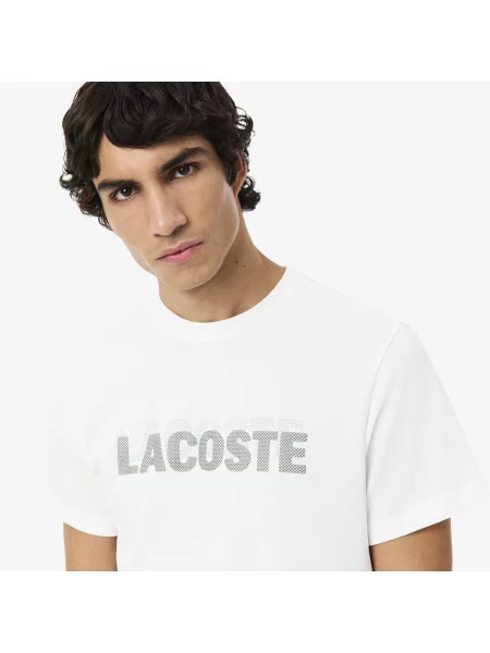 Lacoste Sportowy T-Shirt Ultra Dry Z Graficznym Nadrukiem biały