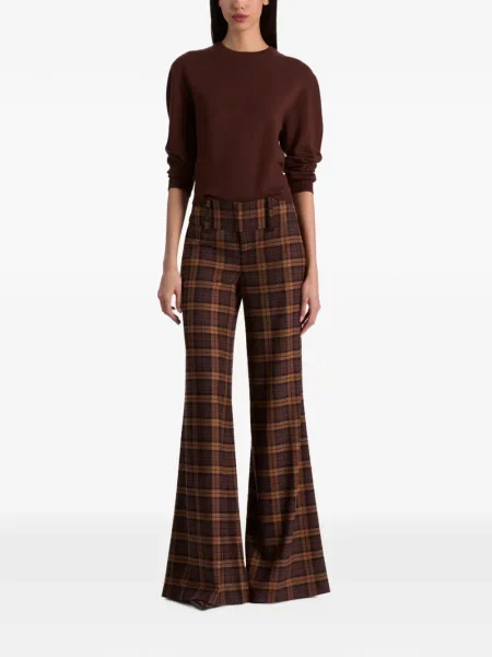 Pantaloni Alice + Olivia în carouri maro