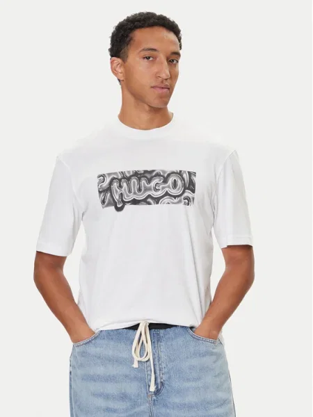 HUGO Tricou Nedirix alb