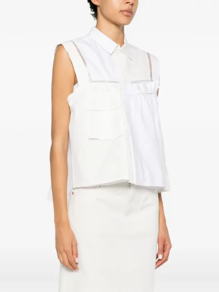 Top Sacai asimetric alb