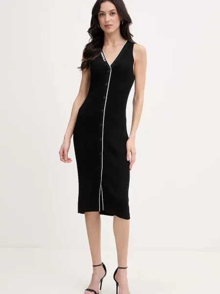 Karl Lagerfeld sukienka z wiskozą czarna