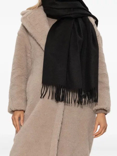 Fular Max Mara cu broderie de lână negru