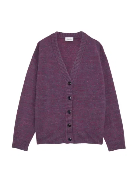 Lniany wielobarwność sweter Amish fioletowy