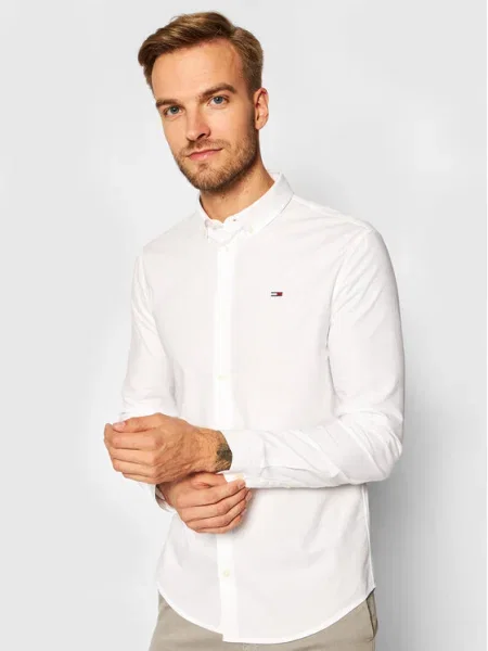 Tommy Jeans Ing Oxford tengerészkék / világospiros fehér
