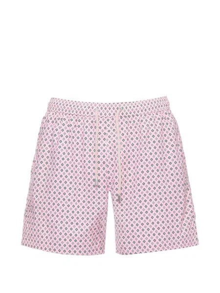 Slip de baie Mc2 Saint Barth cu imagine cu imprimeu geometric roz