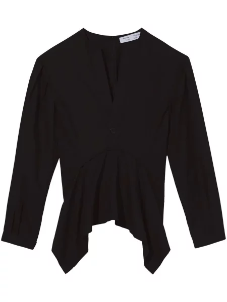 Топ Proenza Schouler White Label с V-образно деколте поплин бяло