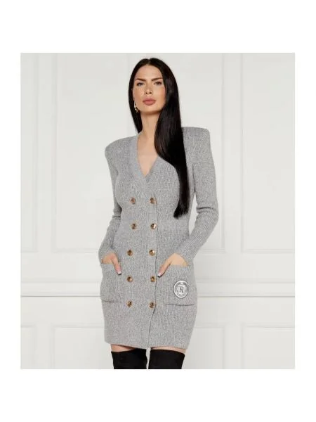 Elisabetta Franchi Rochie cu adaos de lână gri