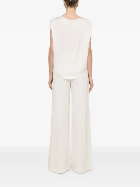 Top Nissa cu model floral alb