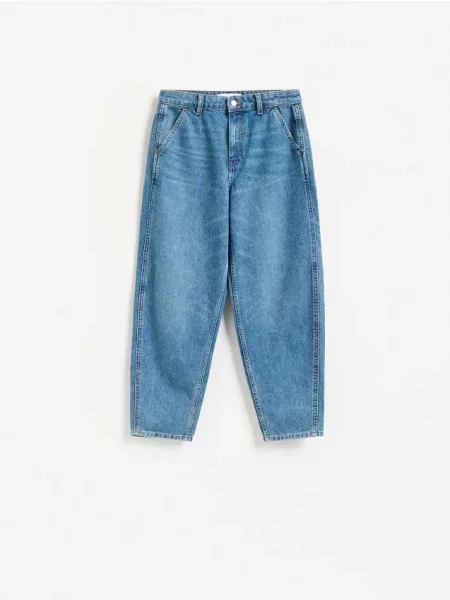 Reserved Blugi barrel slim albastru