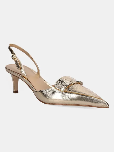 Кожени обувки с тънък MICHAEL Michael Kors Lena златисто