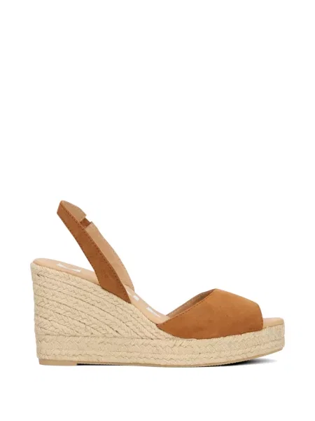 Espadrile Manebi din piele de căprioară cu pană maro