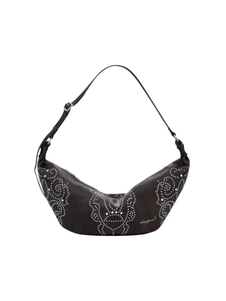 Torebka Desigual z kieszeniami na zamek brązowa