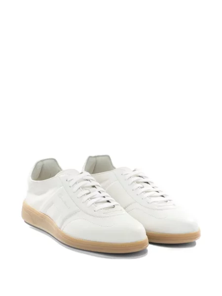 Fűzős bőr sneaker Santoni fehér