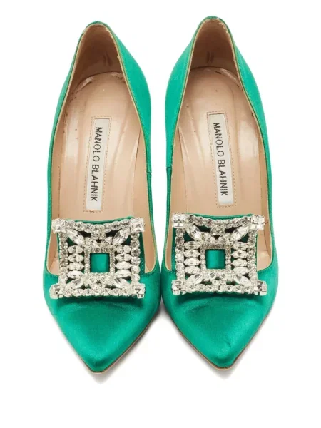 Křišťálové lodičky Manolo Blahnik zelené