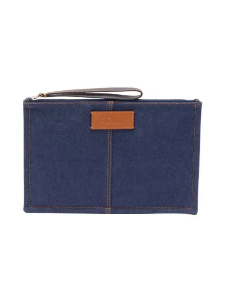 Torba Fendi skórzana niebieska