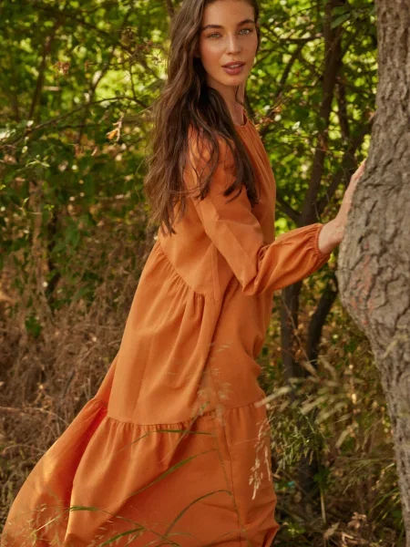 Sukienka maxi Trendyol pomarańczowa