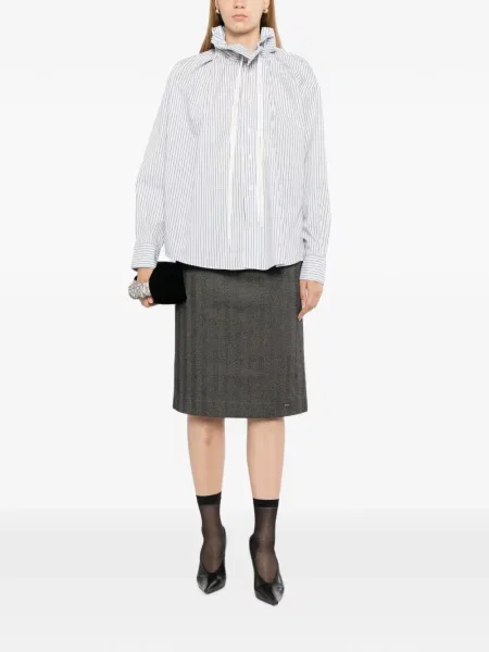 Fustă Bonbom cu model herringbone gri