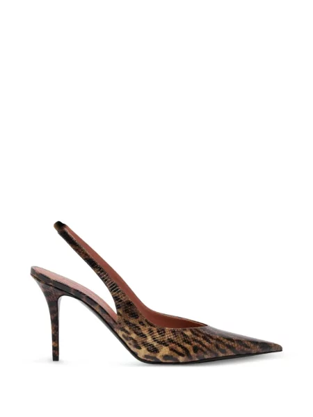Kožne sandale Amina Muaddi s printom s leopard uzorkom smeđa