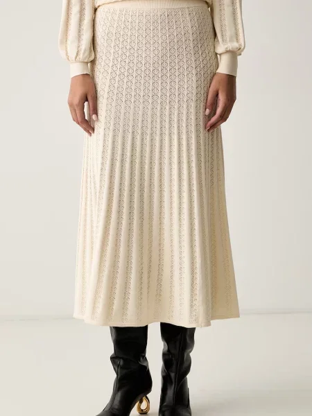 Twinset fustă evazată cu vâscoză bej