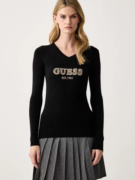 Guess pulover pentru femei cu vâscoză HANNAH negru