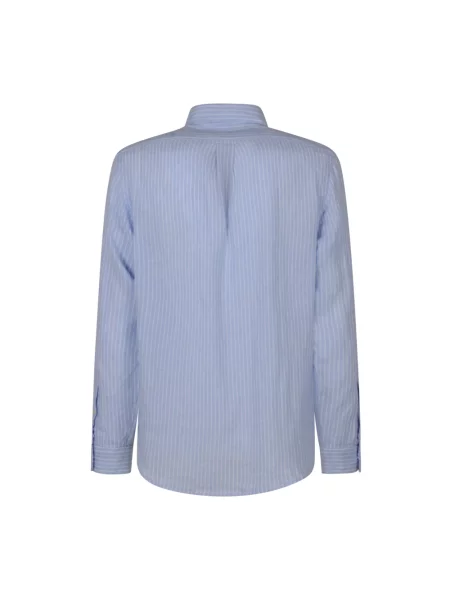 Lniana koszula Polo Ralph Lauren niebieska