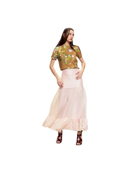 Jedwabna spódnica Cynthia Rowley różowa