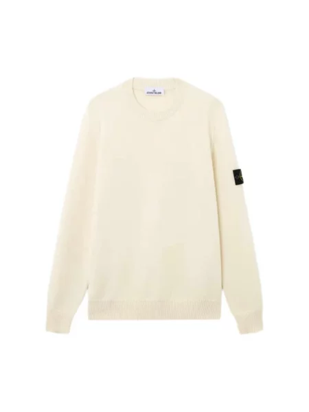 Sweter Stone Island wełniany z kamieniami biały