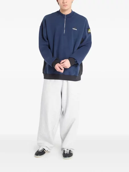 Długie legginsy Adidas z nadrukiem w paski niebieskie