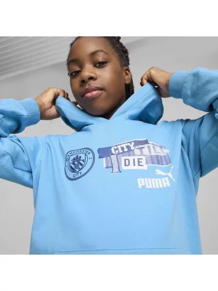 PUMA Bluza z kapturem unisex Manchester City ftblNRGY Jr Odzież niebieski