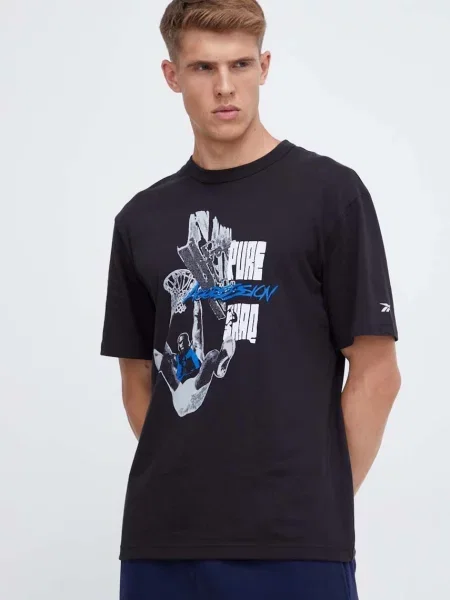 Тениска Reebok Classic Basketball с принт черно