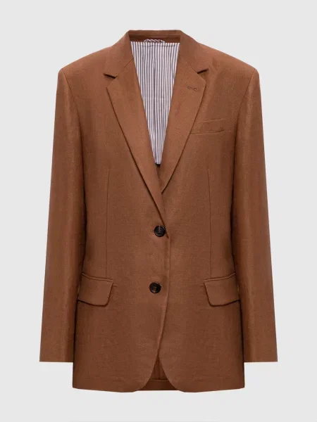 Жакет з льону Brunello Cucinelli коричневий