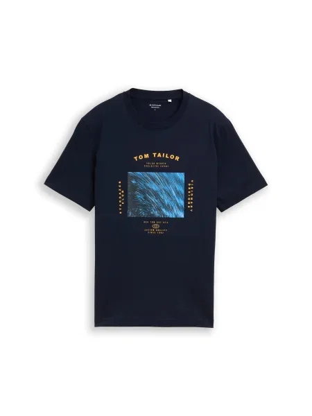 TOM TAILOR Majica nočno modra / azur / temno rumena bela