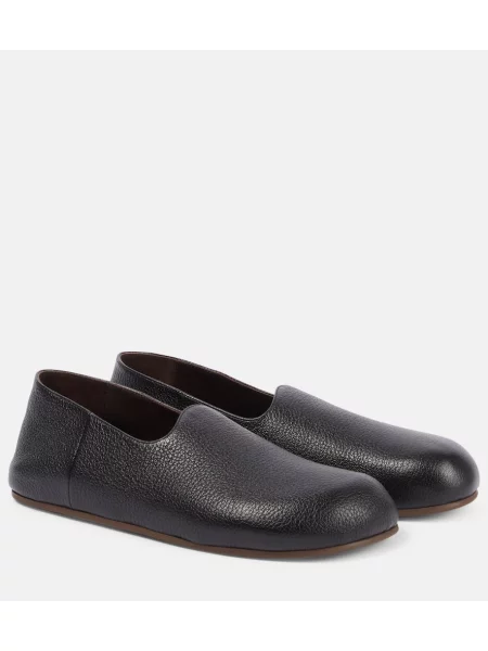 Pantofi loafer The Row din piele slip-on negru
