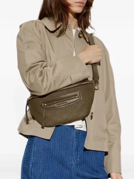 Curea Michael Michael Kors din piele cu autograf verde