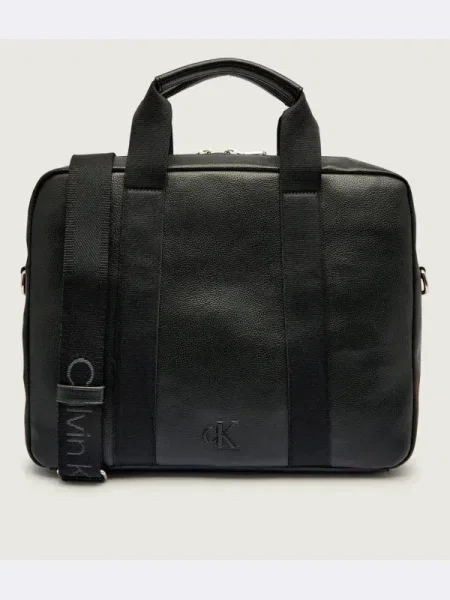 Geantă Calvin Klein Webbing Strap Laptop Computer Bag Black Universal negru