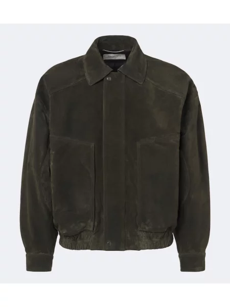 Geacă Saint Laurent din piele de căprioară verde